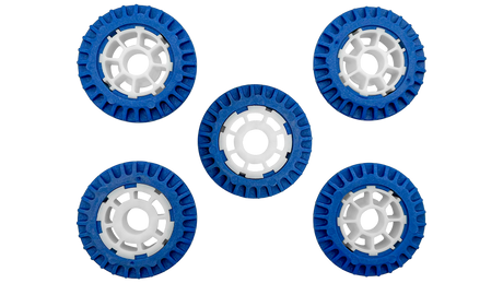Set of five blue and white side rollers for Hayward TriVac 700/500 pool cleaner