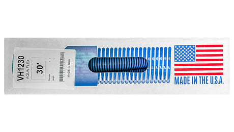 Oreq Aqua Flex 1.5-inch x 30-foot vacuum hose with swivel cuff, packaged in blue-and-white USA-made branding