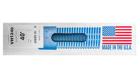 Oreq Aqua Flex vacuum hose packaging with blue coiled hose and “Made in the U.S.A.” label