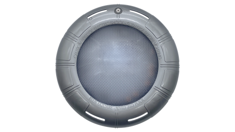 Round gray Blue Square Vivid 360 pool light with textured lens and vented housing