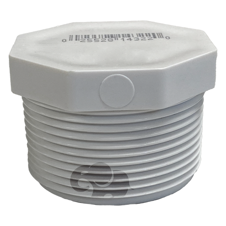 White threaded plastic drain plug with hex cap top