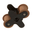 Hayward roller assembly with four brown rollers on a black hub assembly