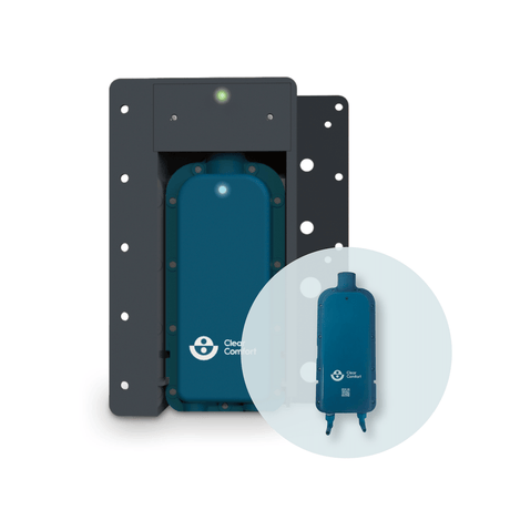 Clear Comfort CCW25 sanitation unit with mounting bracket and inset product view