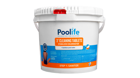Poolife 3" Cleaning Tablets 25 lb bucket with stabilized chlorinator label