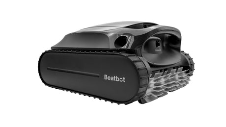 Beatbot A100 robotic pool cleaner with black tracked sides and gray brush rollers
