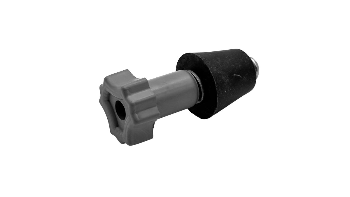 A gray plastic and black rubber mechanical component, likely a hose bib or connector, shown on a plain white background.