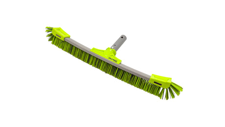 22-inch Animal Pro plaster and gunite brush with green bristles and angled handle connector