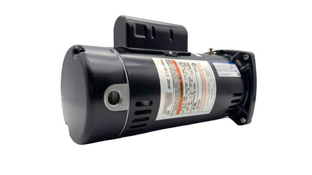 Century ODP square flange pool filter motor, 2 HP, 230V, black.