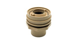 Tan flush mount return fitting with threaded connector and hex base