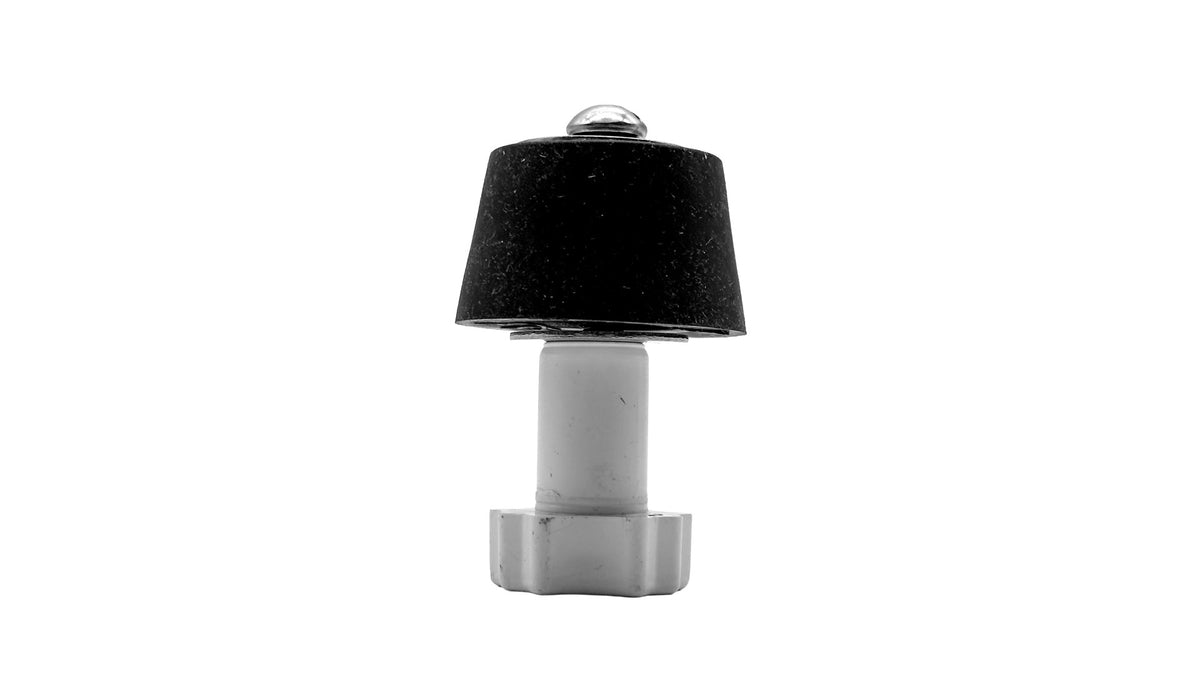 A small lamp-style accessory with a black textured shade, a white cylindrical body, and a silver base, centered on a plain white background.