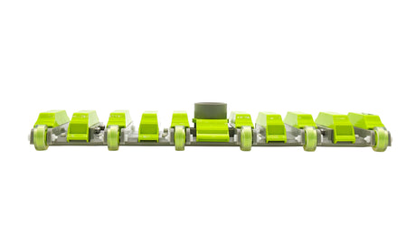 Oreq Animal Pro Vac 20-inch vacuum head with lime green power clean strips and swivel wheels