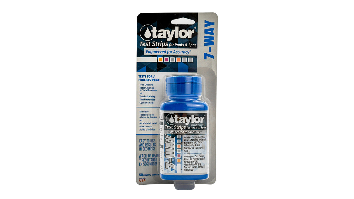 Taylor 7-Way Pool & Spa Test Strips 50 Count | S-1403