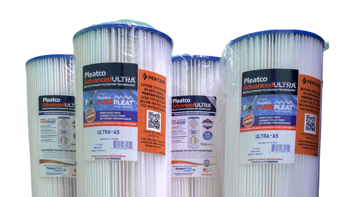 Pleatco 7" Diameter 80 SqFt Advanced Ultra Replacement Filter Cartridge | ULTRA-A5-PAK4