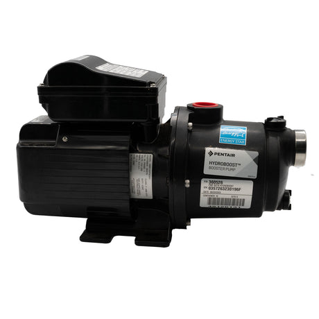 Pentair HydroBoost booster pump with Energy Star label, black motor assembly on white background