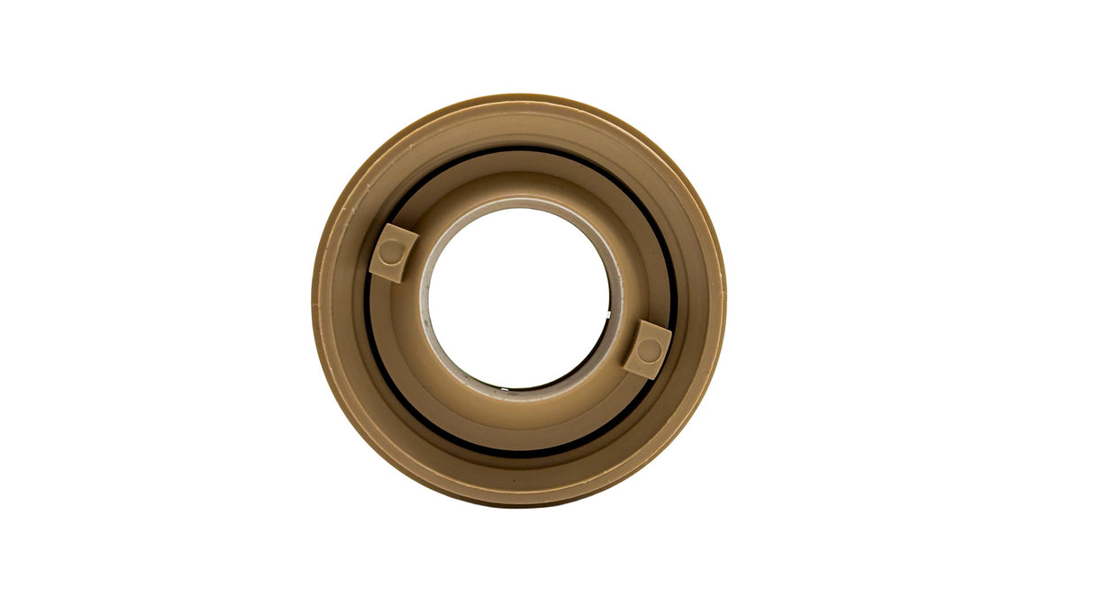 Tan flush mount return fitting with circular opening and tan finish