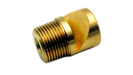 Brass swimming pool aerator fitting with threaded end on white background