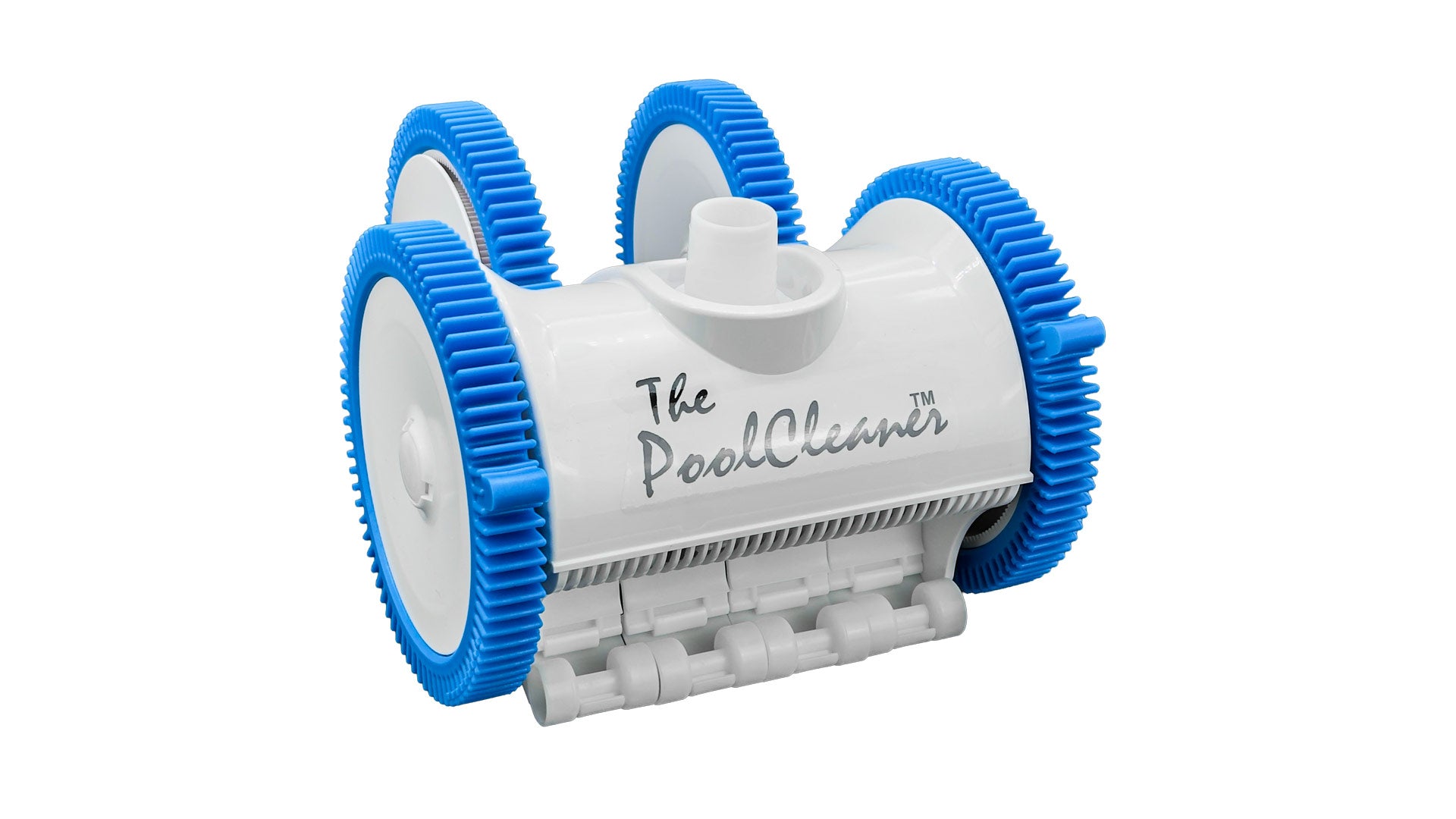 Hayward The Pool Cleaner 4-wheel suction pool cleaner with blue treads on a white background