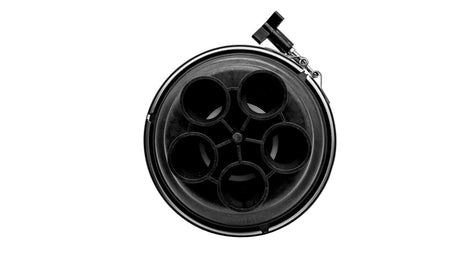 Pentair Top Feed Complete 1.5-inch 5-port in-floor pool valve, black circular assembly on white background
