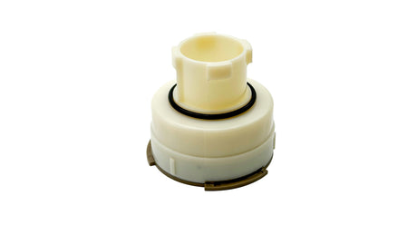 Paramount in-floor cleaning head large nozzle pressure test plug, white plastic with black O-ring
