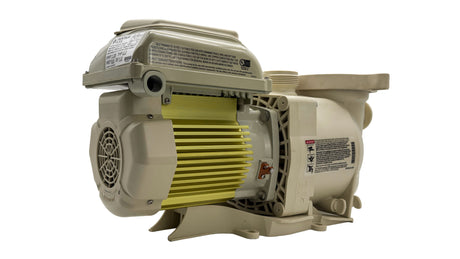 Pentair SuperFlo VST variable speed pool pump motor and housing shown from the side on a white background