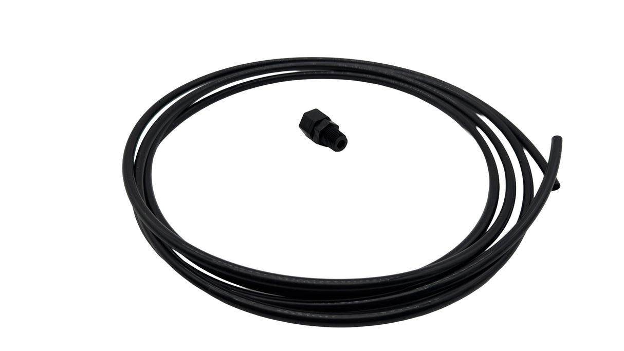 Black coiled stand pipe with threaded fitting for Pentair QP3 filter, model 381100