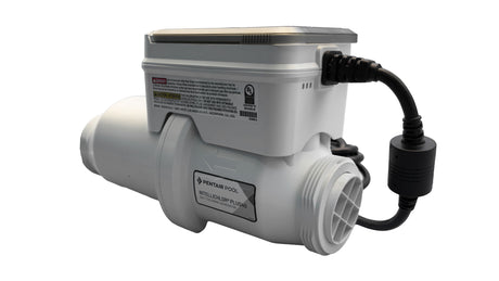 Pentair IntelliChlor Plus 40 salt chlorine generator cell with power cable on white background