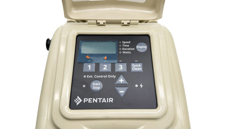 Pentair SuperFlo VST pool pump control panel with display and keypad