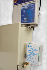 Intermatic PS3000 shown mounted beside a pool control panel — OEM application reference; control panel and other equipment are not included. Check the supplied device label revision.