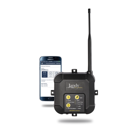 Jandy Pro Series variable speed pump user interface with smartphone app and antenna