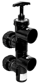 Black Waterway Plastics 600-1500 CPVC slide backwash valve with T-handle and filter union connections