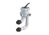 Waterway Plastics WVD001 multi-port D.E. valve with white body, black handle and union connections