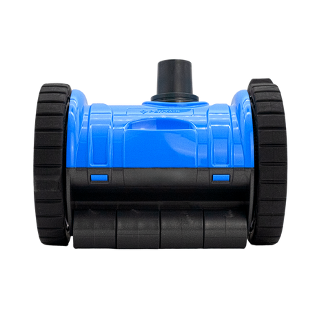 Pentair Lil Rebel suction-side pool cleaner with blue and black body and large side wheels