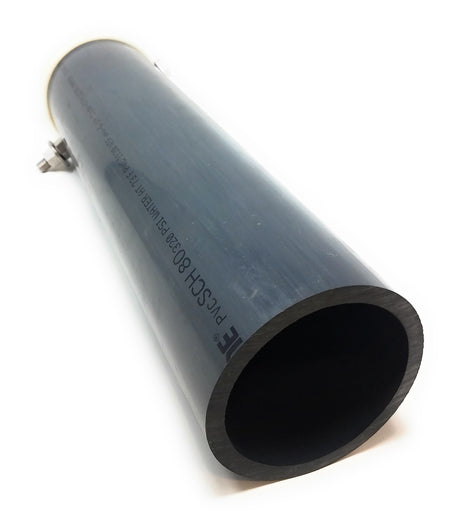 Black PVC basketball deck sleeve with angled open end and side fitting port