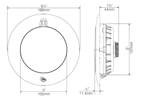 View of Measurements - PAL Evenglow Cool White Spa Light with 150ft Cable & Plug