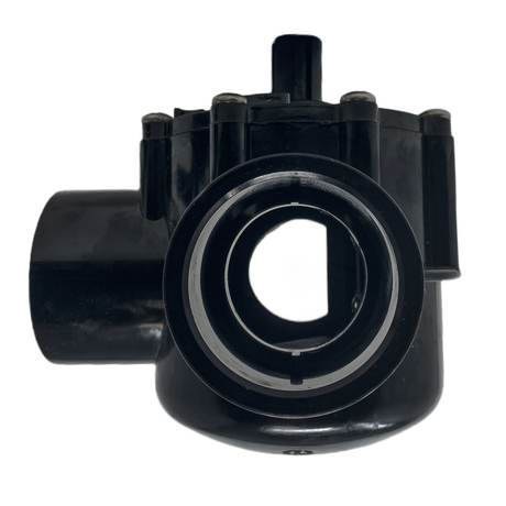 Black Pentair 3-way diverter valve with 1-1/2-inch plumbing connection