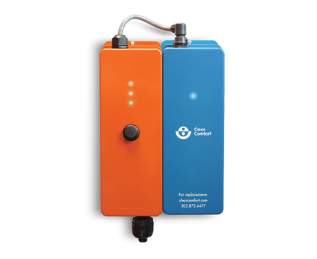 Close up diagram showing CCW100 power and light switch