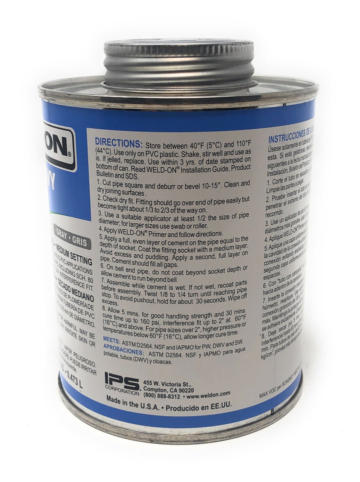 Side View of Directions Weld On Pool Heavy Gray Glue (1 Pint) - ePoolSupply