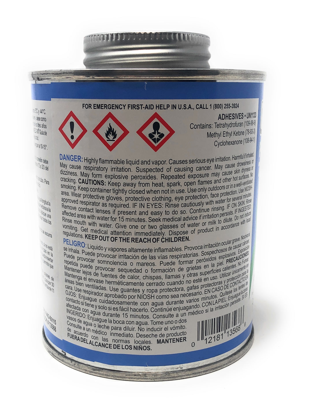 Warning Label View of Weld On Pool Heavy Gray Glue (1 Pint) - ePoolSupply