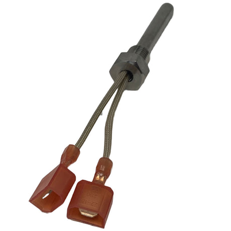 Heater temperature sensor with two braided lead wires and red connector ends