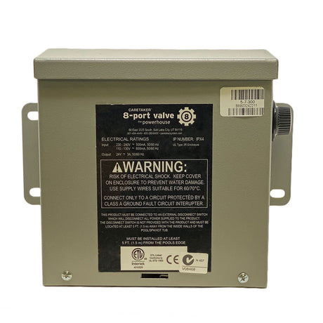 Caretaker UltraFlex2 8-port electronic control box for pool cleaning system, gray enclosure with front warning label.