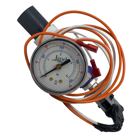 Pressure gauge assembly with coiled orange and white wires for Caretaker UltraFlex2 cleaning system