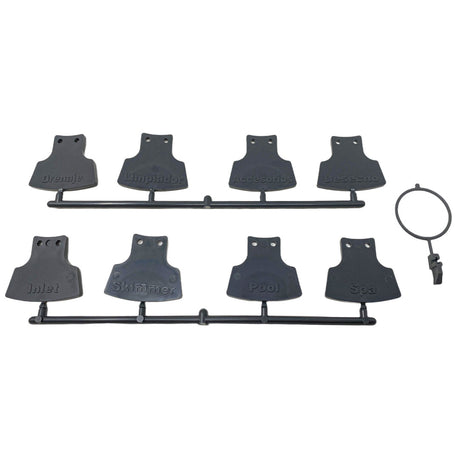 Jandy 3-inch 3-port diverter valve label kit with multiple black valve position markers and retaining ring