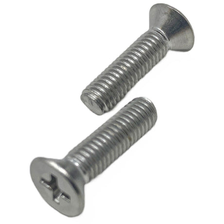 Two stainless steel flat head Phillips screws