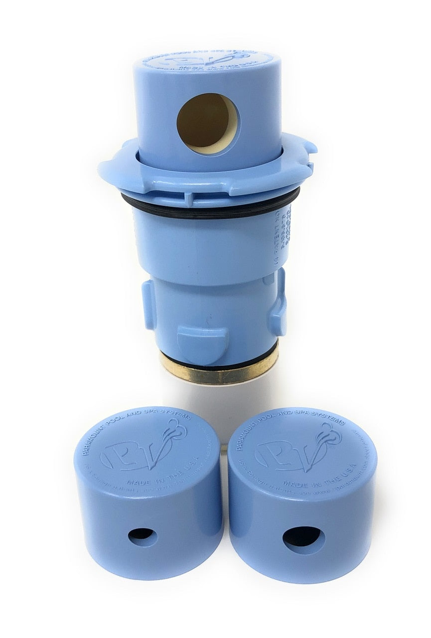Front View - Paramount PV3 Pop Up Head with Nozzle Caps (Light Blue) - ePoolSupply
