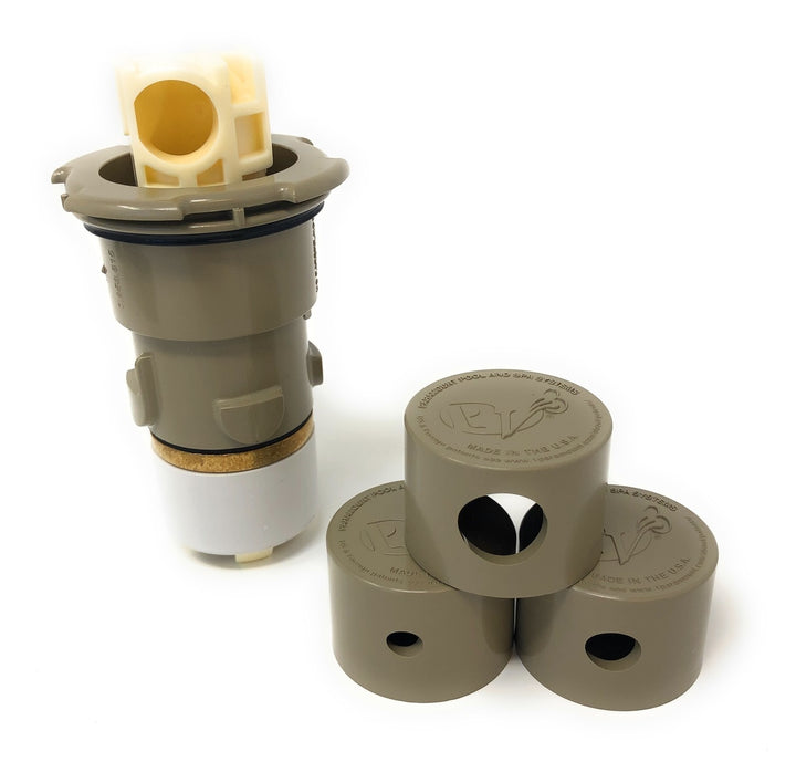 View of All Parts - Paramount PV3 Pop Up Head with Nozzle Caps (Beige) - ePoolSupply