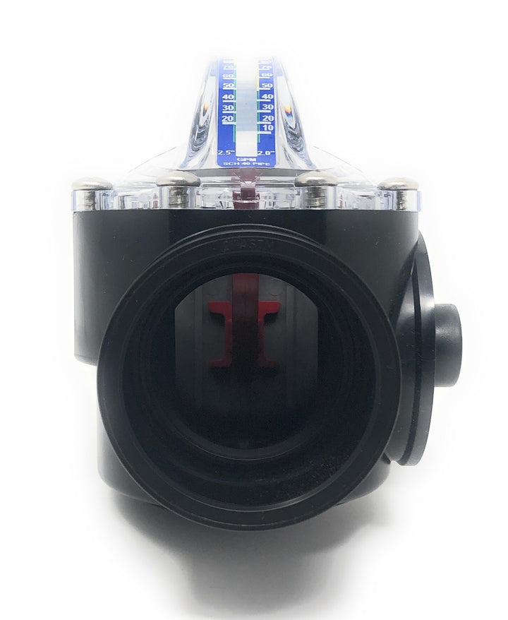 Inside View - Black FlowVis GPM Flow Meter Valve for 2" & 2.5" Pipes - ePoolSupply