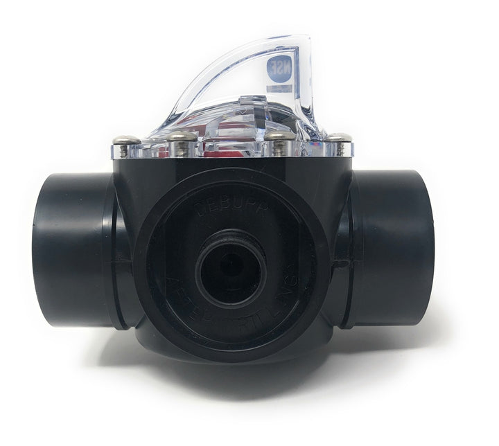 Side View - Black FlowVis GPM Flow Meter Valve for 2" & 2.5" Pipes - ePoolSupply
