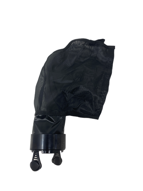 Black mesh sand and silt bag replacement with plastic connector and two casters