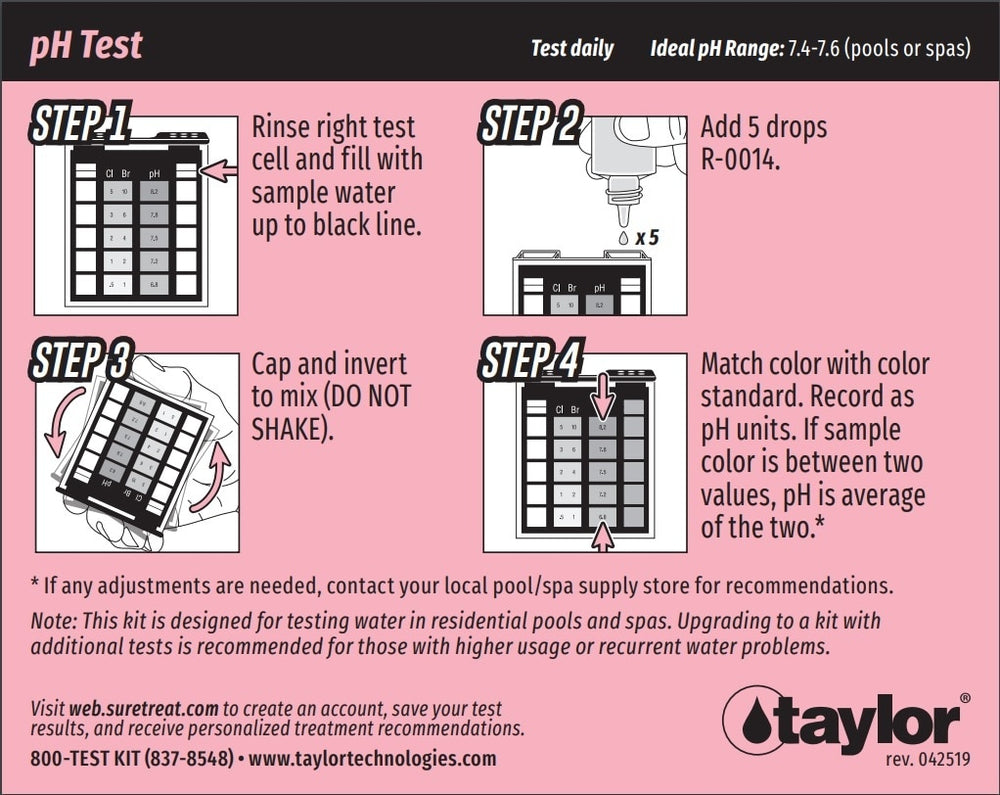 Taylor Technologies Safety Test Kit for Chlorine/Bromine, pH (DPD) - ePoolSupply