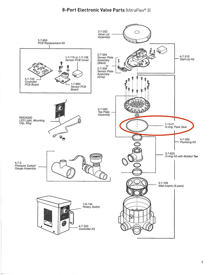 Caretaker UltraFlex-2 8-Port Face Seal O-Ring (Black) - ePoolSupply
